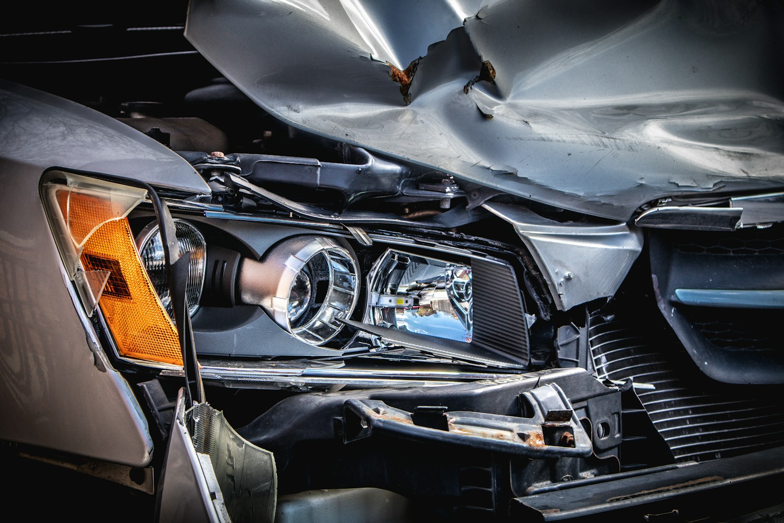 Close-up of a damaged vehicle ready for professional collision repair